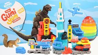 ZURU Gumi Yum Surprise Candy BLUE Mini Cities vs Godzilla Building Collection Review