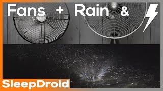 ► Soothing Fan Noise with Night Rain and Thunder Sounds for Sleeping ~ Fan and Rain Combo (Lluvia)