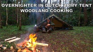 Solo Camping In a Woodland - Dutch Army Canvas Tent - Woodland Cooking