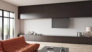 FPLWV1 TV ceiling/wall lift, designed by Unitech Systems, reveals the TV vertically.