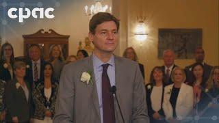 B.C. Premier David Eby speaks with reporters following cabinet swearing-in ceremony