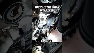 Stretch fit belt install with a zip tie! #automobile #wow #mechanic #techtips #diy #car #truck #junk