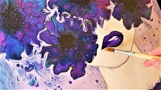 Beyond the Bloom Acrylic Pour Embellishing | Beautiful Woman Tutorial | Indigo