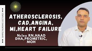 Difference between atherosclerosis,cad,angina,MI and heart failure