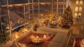 Warm Luxurious Christmas Apartment 2025  Snowy Ambience with Christmas Jazz Music to Stress Relief