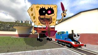 Building a Thomas Train Chased By SpongeBob and Cursed Thomas in Garry's Mod