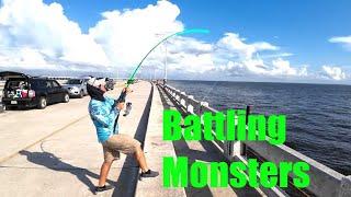 Battling giants at skyway fishing pier!! (Spanish Mackerel on )