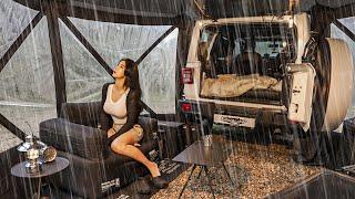 CAMPING IN HEAVY RAIN WITH A NEW CAR TENTㅣRAIN ASMR