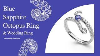 Blue Sapphire Octopus Engagement Ring