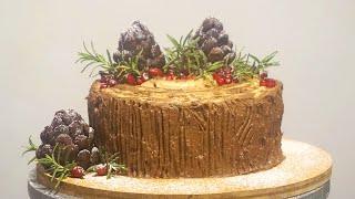 საახალწლო ტორტი "პეიზაჟი გირჩებით"|New Year's cake "Landscape with cones"|Новогодний торт