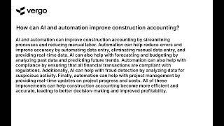 AI & Automation: Improving Construction Accounting