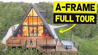 LUXURY ALL-BLACK MODERN A-FRAME CABIN w/ Hot Tub & Views! (Full Tour)