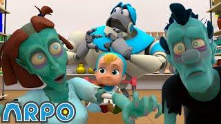 ARPO The Robot | ZOMBIE Supermarket Takover!!! | Funny Cartoons for Kids | Arpo and Daniel