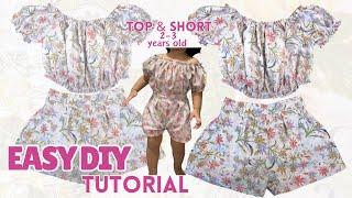 DIY Baby Top and Shorts Cutting and Stitching Easy Tutorial |  Baby Girl Outfit Top & Shorts 2-3 y/o