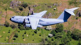 Airbus A400M navigating the narrow valleys of the Lake District UK