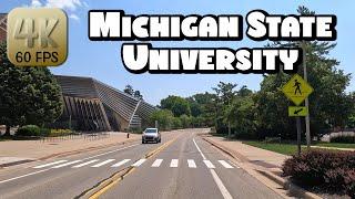 Driving Around Michigan State University Campus (MSU) and East Lansing, Michigan in 4k Video