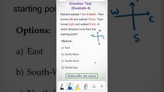 Direction Test Example 4 || Reasoning Questions #ytshorts #shorts #directiontest