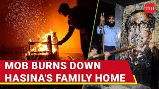 Bangladesh Erupts: Mob Torches Sheikh Hasina's Family Home In Dhaka During Exiled PM's Live Speech