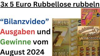 3x 5 Euro Rubbellose öffnen - Bilanz vom August 2024