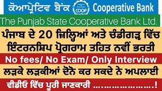 Punjab Cooperative Bank recruitment 21 ਜਿਲ੍ਹਿਆਂ ਦੇ ਬੈਂਕਾਂ ਵਿੱਚ ਭਰਤੀ। PUNJAB GYAN DARPAN.