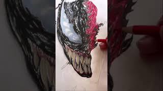 Drawing VENOM vs CARNAGE Realistic [ Tom Hardy And Woody Harrelson ] #shorts