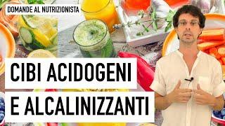 Cibi acidogeni e alcalinizzanti