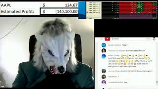 r/Wallstreetbets Epic Trader Fail: Wolfman Loses $81,600 Live trading in 7 mins