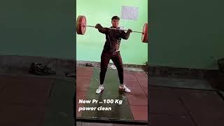 100 kg power clean in 72 kg body weight By Aditya Rajput #weightlifting #clean&jerk #powerclean