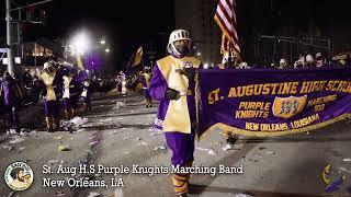 2022 Krewe of Bacchus Parade: Under The Bridge | St. Aug Purple Knights Marching Band