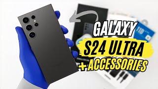 Pure ASMR Unboxing - Samsung Galaxy S24 Ultra Black + Smart View Wallet Case & 45W PD Power Adapter!