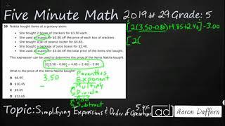 5th Grade STAAR Practice Simplifying Expressions and Order of Operations (5.4F - #8)