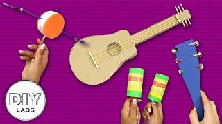 4 MUSICAL INSTRUMENTS you can make at home | Fast-n-Easy | DIY Labs