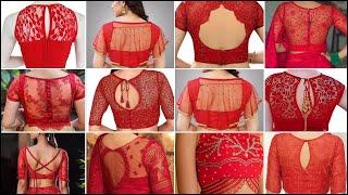 Red Colour Net Blouse Design 2024 Back Side |️Red Net Blouse Back Design\Red Net Blouse Design Back