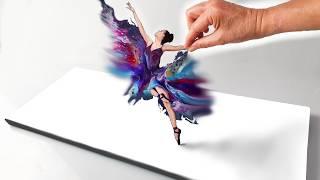 Take your Acrylic Pouring FURTHER. Beautiful Ballerina Design for you to Try! | AB Creative Tutorial