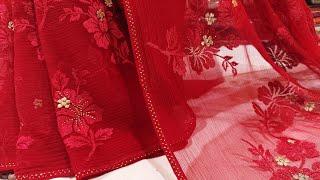 Georgette Chiffon Saree Red Colour | Thread Work | Rs 1175