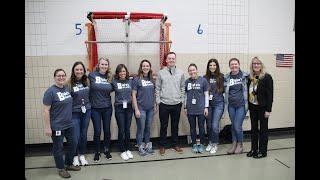 WOODTV meteorologist Blake Harms speaks to Blue Star Elementary about flexibility