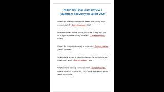 Neiep 400 Final Exam Study Guide  Download to Score