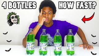 Drinking 4 Bottles of Beetlejuice Under 1 Minute!