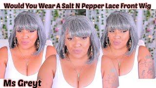I TRIED A GRANDMA BOB WIG! ⎟PERFECT Salt and Pepper Lace Front  WIG#MsGreyt