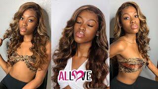 Highlights on Allove Hair Black Loose Deep Frontal Wig