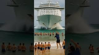 Massive Cruise Ship Approaching Shoreline