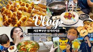 [일상 vlog] 뚜야랑 랜선술자리 회식으로 소고기 초원랜드에서 오리불고기&백숙, 부모님 생신파티, 조카랑 키즈카페 데이트, 일상 브이로그