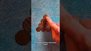 How to turn downward a pyramid form of ten coins / brain teaser 84#shorts #coin  #mindteaser