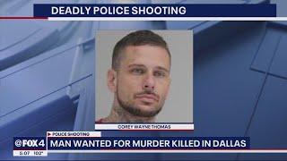 Murder suspect shot and killed by task force officers in Dallas