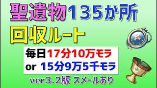 【毎日10万モラ】聖遺物「135か所」回収ルート　スメールあり　ほぼ毎日17分10万モラ or 15分9万5千モラ　メインルート　【ver3.2攻略】　原神　Genshin