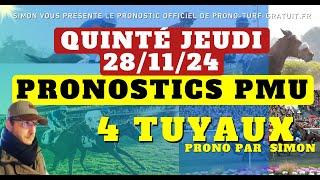 Pronostic Quinté du Jeudi 28/11/2024 : Pronostics PMU, 4 Tuyaux, Bases Solides et Tocard du jour