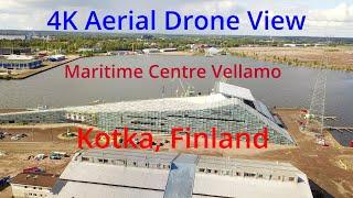 4K Aerial Drone View | Maritime Centre Vellamo | Kotka, Finland