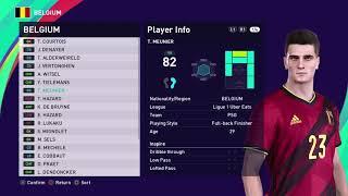 PES 2021 Belgium national team faces and ratings | Kévin De Bruyne, Eden Hazard, Lukaku, Courtois...