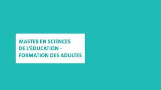 Master en sciences de l'éducation – formation des adultes