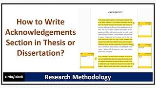 How to Write Acknowledgements Section in Thesis or Dissertation?